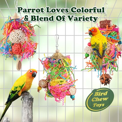 Bird Toys, Parakeet Foraging Toy, Hanging Chewing Toy, Bird Cage Accessories – Suitable for Cockatiels, Budgies, Lovebirds, Conures and Other Small Parrots - color: 3 pieces sola