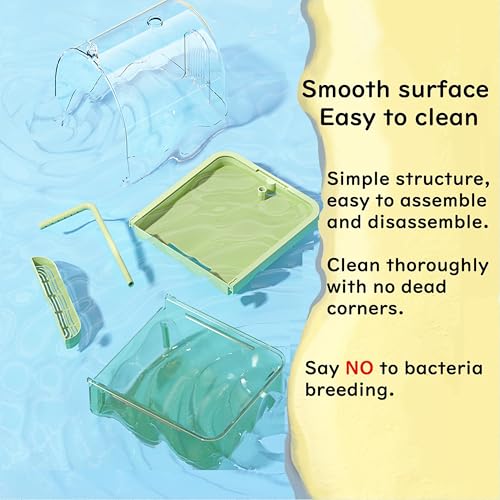 Bird Bath for Cage with Pump, Parrot Shower Bathtub Running Water (Green) | Circulating Water; Dual Filter; Spacious Parrot Shower Bathtub; For Parakeets, Cockatiels, Lovebirds; Cage & Tabletop Use - color: Green-B