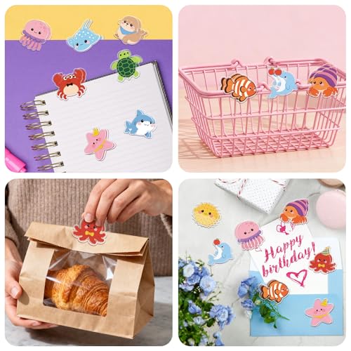 MAYJOYDIY 24Pcs Marine Animal Acrylic Chip Clips Crab Bag Sealer Closures | Dolphin Starfish Bag Clips, Assorted Sea Creature Silhouettes, Firm Sealing Force, Preserve Food Tidy Kitchen Storage Space - style: Marine Organism