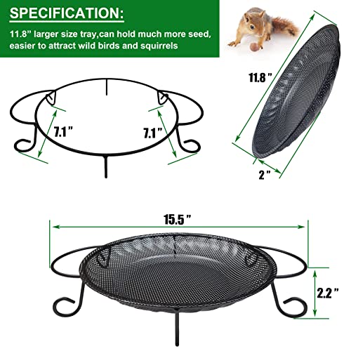 CQAIRIOU Upgraded Ground Platform Bird Feeder Tray,11.8” Stainless Steel Large Bird Feeder Mesh Seed Tray with A Exquisite Tray Station,Attract Wild Birds,Great Decoration for Garden Backyard - size: Ground Bird Feeder Tray