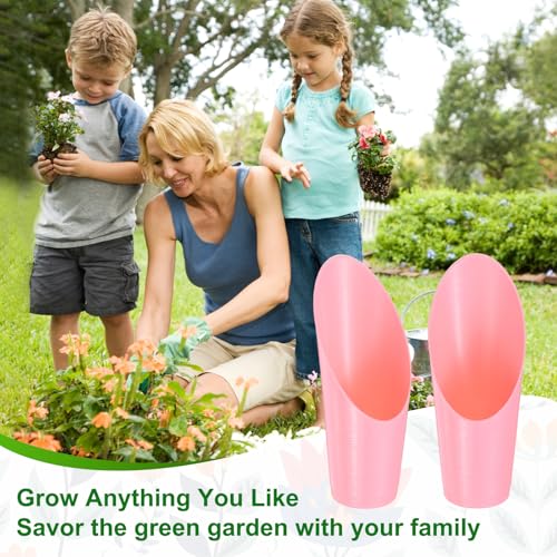 M METERXITY 6-Pack Bonsai Soil Scoops, Plastic Garden Soil Scoops Bucket Shovel Potting Scoopers for Transplanting/Flower Planting/Plant Succulent, Colorful Small Gardening Tools [Pink] - color: Pink