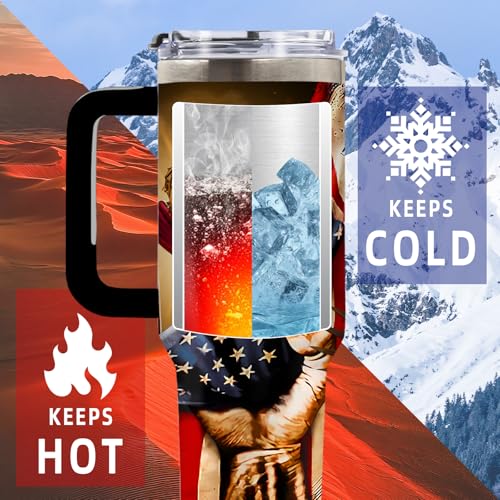 DUUV American Flag Cross Eagle Tumbler 40oz, Insulated 4th of July Cup Gift | Patriotic Tumbler Leakproof, Christian Gift for Dad Independence Day, Fathers Day Ideal Gifts for Man Anniversary, 1 Pack - color: Pride Flag