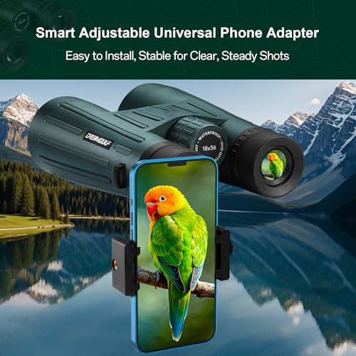 18x56 UHD Binoculars for Adults High Powered with Upgraded Phone Adapter, Wide Field of View Binoculars with Clear Low Light Vision, Lightweight Waterproof Binocular for Bird Watching Travel Cruise