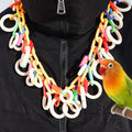 Interactive Wearable Bird Toy – Chewable Wooden Ring Necklace for Parakeets & Small Birds | Cage or Shoulder-Mounted Bonding Toy