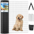 Black PVC Coated Welded Wire Fence 48 in x 50 Ft for Yard Plant Protection | 2 x 3 Inch 16GA Garden Border Fencing Roll Metal Wire Mesh Animal Barrier Fence for Dog Poultry Netting - size: 48in x 50ft