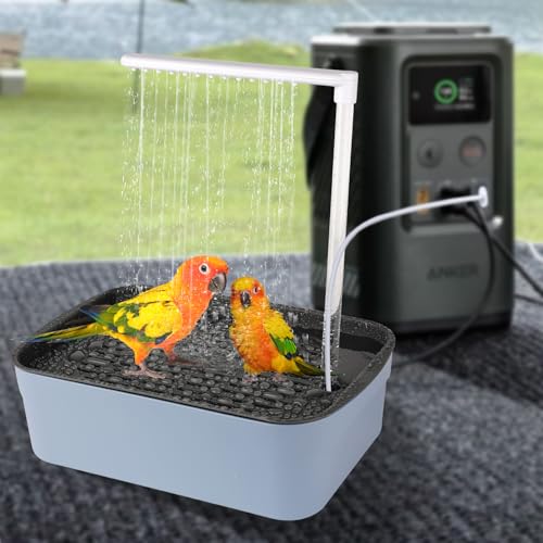 Automatic Bird Bath for Cage Indoor Parrot Bath with Shower Water Circulated Controller Bird Cage Accessory for Parakeets Cockatiel African Grey Lovebird