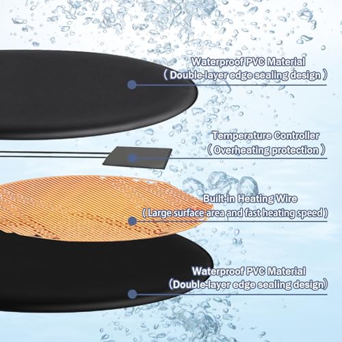 Bird Bath De Icer 60w Deicer 9.45-inch Submergible Utility with Thermostatic Controller in Winter for Chicken Livestock Animals Waterer Farm Trough