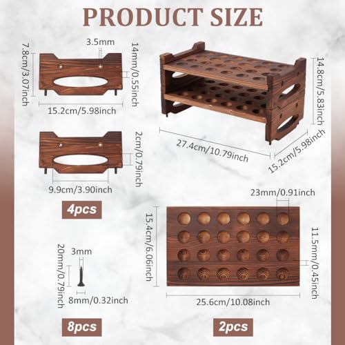 BENECREAT 48 Slot 2 Tier Stackable Wooden Quail Egg Holder Rack, Rustic Brown Egg Organizer for Kitchen Storage Display