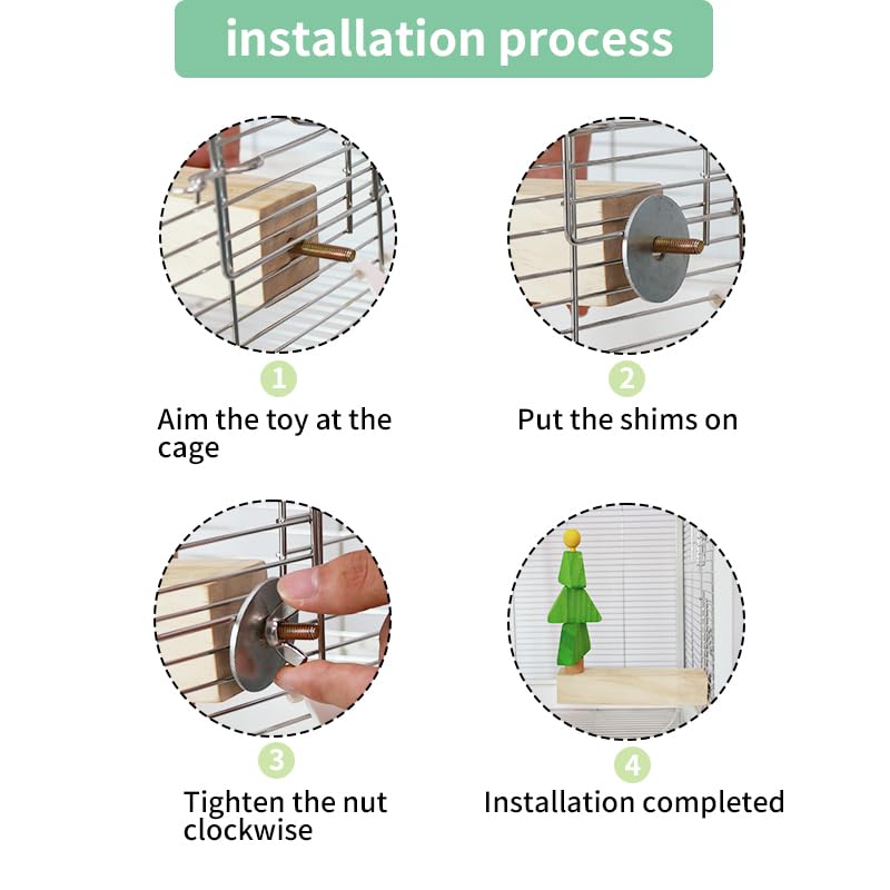 Bird toys & Bird Perch, Bird Wooden Block Chewing Toy Parrot Foraging & Puzzle Toys Bird Cage Accessories for Conures Parakeets Cockatiels Lovebirds African Grey Macaws (Revolving Christmas Tree) - color: Revolving Christmas Tree