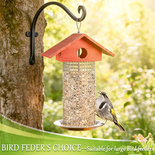 Lifyzoon Hanging Plant Brackets Outdoor: 12 Inch 50 lbs Bird Feeder Hook | Set of 2 Solid Iron Hooks Holds 50 Lbs, for Bird Feeders Flower Baskets Lanterns, Complete Hardware, Indoor Outdoor - size: 2B-12“2PCs