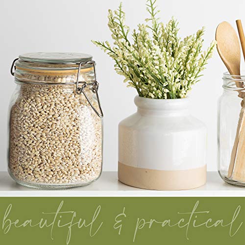 Glass Jar with Airtight Lid 32 oz | Food Storage Jar, Wide Mouth, Leak Proof Kitchen Canister - size: 32 oz