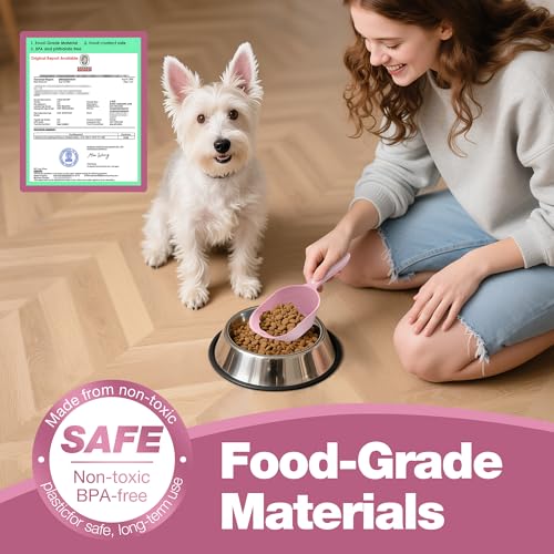 Dog Food Scoop 2 Pack, Pet Cup Capacity Cat Food Scooper With Measuring Lines For Dog, Puppy and Cat Coffee Bean, Flour Scoop Light Pink - color: Pink
