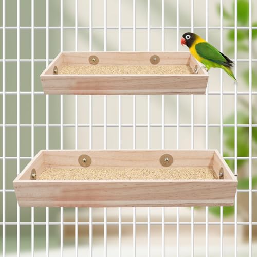 Bird Feeding Cups, Natural Wooden Parrot Perch Stand, Birds Food Dish, Parakeets Feeder Bowl, Cage Accessories for Small Animals Rat Hamster Guinea Pig Chinchillas Budgies Cockatiels Love Birds - size: 11.8 × 5.9 Inch