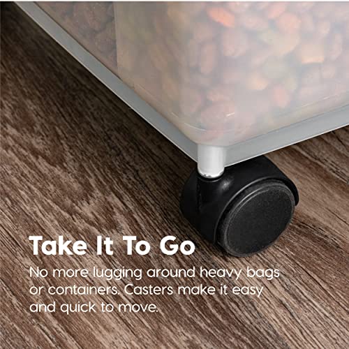 IRIS USA Dog Food Storage Container, Up to 50 lbs, Clear/Gray, Made in USA | Wheels for Mobility, Airtight Seal, BPA-Free, Best for Bird Seed, Cat food, Cat Litter, Chicken Feed, Pellets - color: Gray, size: 50 lbs