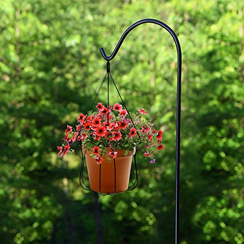 Ashman Black Shepherd Hook 92 Inch (Pack of 3), 1/2-Inch Thick, Solid Metal Single Piece Hook, Super Strong, Rust Resistant, Hanging Plant Baskets, Heavy Bird Feeders & More. - size: 3 Pack