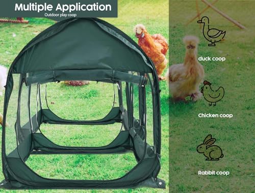 ANC POP 2Pcs Portable Chicken Run, Pop Up Chicken Tent for Small Animals Outdoor Gardening Net with 3 Doors and Handbag, Easy to Install and Storage, Green (80 x 40 x45) - size: 80 x 40 x45"