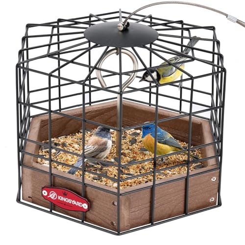 Kingsyard Squirrel Proof Platform Bird Feeder, Metal Mesh Tray | Recycled Poly Lumber Body, Great for Small Wildbirds Finches Bluebird Mealworm, Brown - color: Brown