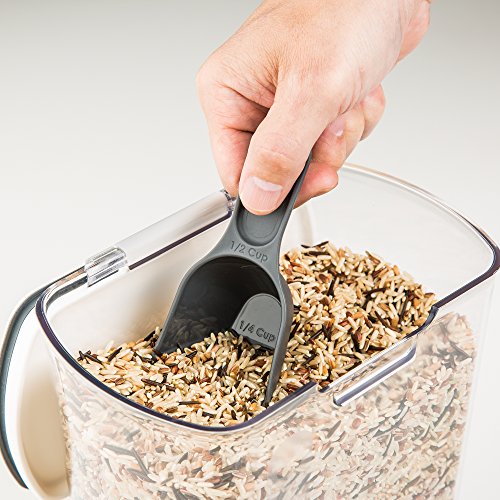 ProKeeper 2.5-Quart Grain Storage Container with Hinged Lid, Clear – BPA-Free, Airtight Seal, 5.5 x 7.65 x 7.25" | Includes Scoop, Hinged Lid, and Measurement Markings, Ideal for Rice, Beans, Grains, and Oats, BPA-Free and Dishwasher Safe