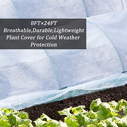 Darnassus 8FT×24FT Plant Covers Frost Cloth Breathable Floating Row Cover | Frost Cloth Plant Freeze Protection Floating Row Covers for Winter Garden Beds Plant Growth Pest Protection