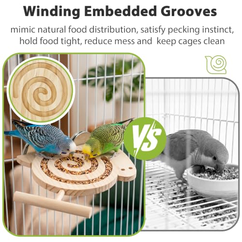 Bird Foraging Toys with Perch, for Novice/Older/Slow-Learning Birds | Kiln-Dried Wood Bird Enrichment Toys for Slow Feeder, Parakeet Puzzle Toy for Cages Reduce Seed Mess, Visible Food Design - size: no mirror