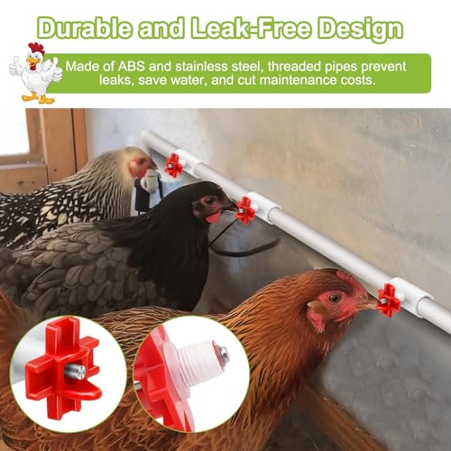 EEEKit Chicken Nipple Waterer Kit: 12 Pack Horizontal Automatic Poultry Side Mount Drinker 1/2 Inch PVC Tee Fittings DIY Chicken Duck Quail Watering System