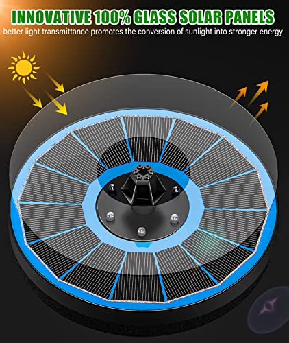 SZMP Solar Fountain Pump Upgraded 100% Glass Panel, 3.5W Solar Powered Fountain Built-in 2000 Battery with 7 Nozzle & 4 Fixer, Solar Fountain for Bird Bath, Pond, Fish Tank, Outdoor