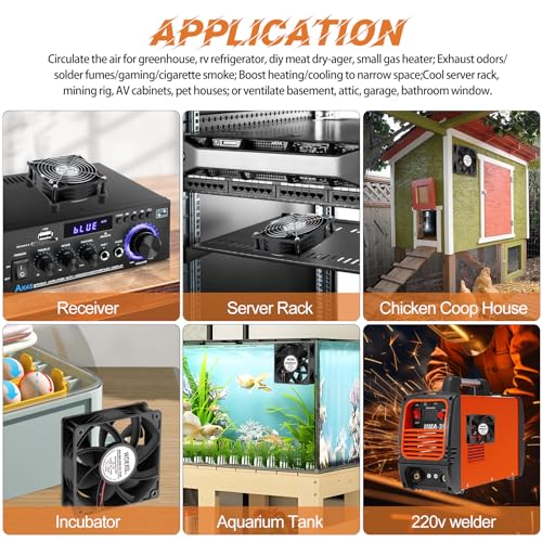 120mm x 38mm AC Powered Computer Cooling Fan with 110V-240V Variable Speed Controller for Reptile Terrarium, Greenhouse, Electronics Cabinet, DVR & PlayStation Ventilation