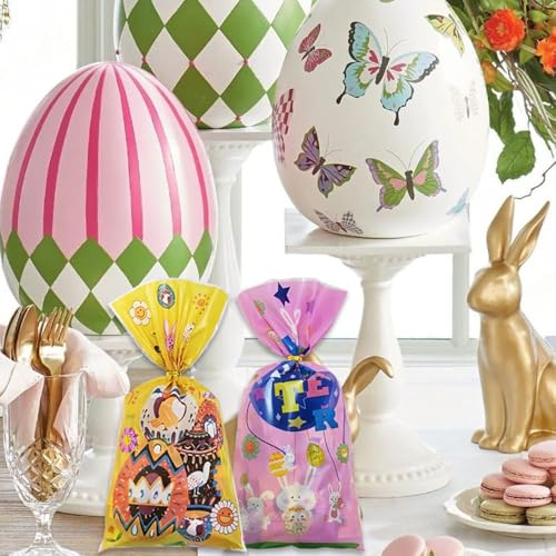 Easter Treat Bags - 200 PCS Cellophane Bags with Ties for Easter Day Party Favor Supplies - color: Easter 200pcs