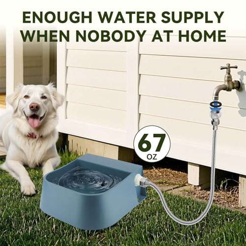 NAMSAN Outdoor Automatic Dog Water Dispenser, Large Water Bowl for All Kinds of Animals, Auto Refill Waterer for Pet Livestock, Water Trough Include 59" Anti-Bite Metal Water Pipe, Fit GHT Faucet