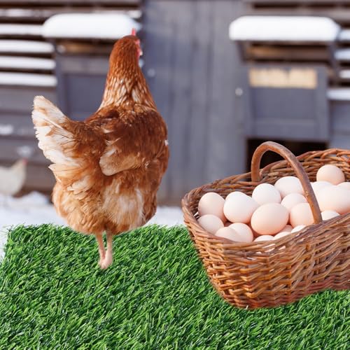 Lemecima 6 Pack 12"x12"x1.2" Chicken Nesting Pads for Laying Eggs, Washable Artificial Grass Carpet Synthetic Turf Mat Nest Box Bedding for Chicken Coop