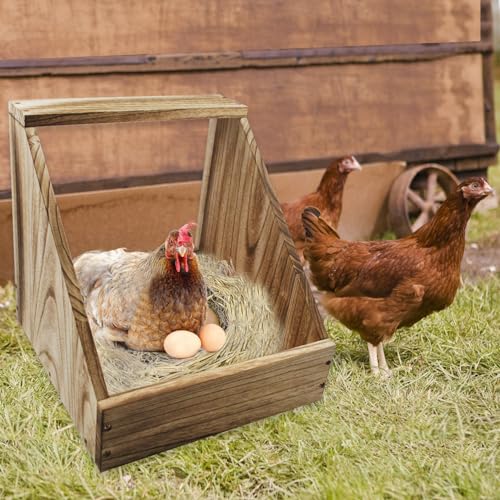 Wooden Chicken Nesting Box,Single Compartment Chickens Nest Box Easy Assembly Large Duty Hen Egg Laying Boxes Chicken Coop Accessories for Hens Ducks Poultry Farm