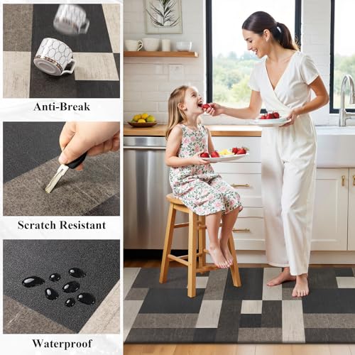 Anti Fatigue Kitchen Mat, Non Slip Cushioned Standing Floor Mat, Waterproof Kitchen Runner Rug, Farmhouse Comfort Padded Mat for Sink, Laundry, Office, Brown, 24''x71'' - color: Dark Brown