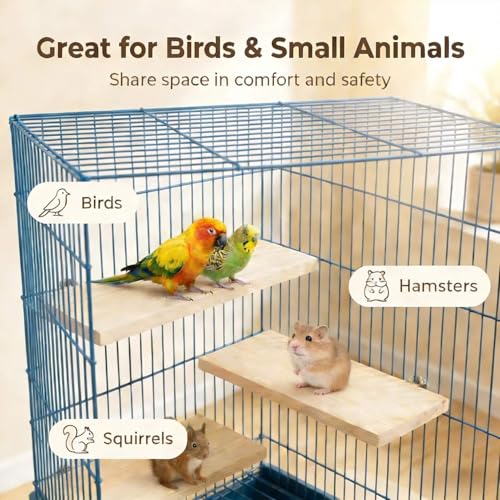 Bird Perch, 3 Pack Bird Playground Woodern Hamster Platform, Cage Accessories for Chinchilla, Parrot, Ferret, Rat, Budgie, Cockatie, Guinea Pig (3*Rectangle) - color: 3*Rectangle