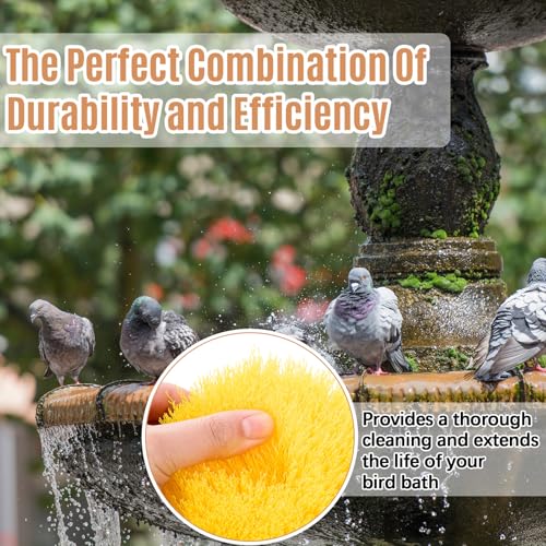 CroBlissful 2 Pcs Bird Bath Cleaning Brush Hard Bristle Stiff Bristle Brush with Plastic Handle Utility Scrub for Bird Feeder Bath Accessories Fountain Outdoor Cleaning(Yellow) - color: Yellow