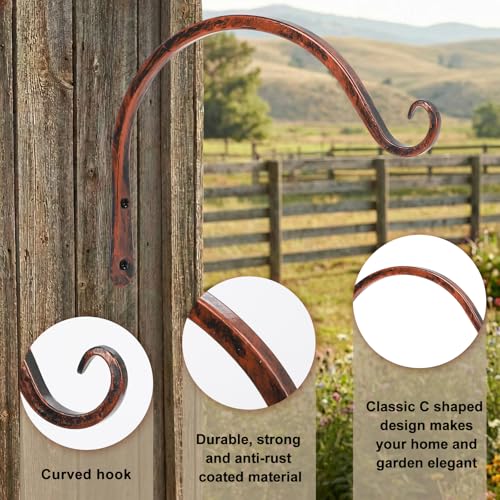 2 Pack 8 Inch Hanging Plant Bracket Wall Hooks Decorative Plant Hangers for Outdoor Hanging Bird Feeders, Wind Chimes, Plant Baskets, Antique Bronze - color: Antique Bronze, size: 8 Inch