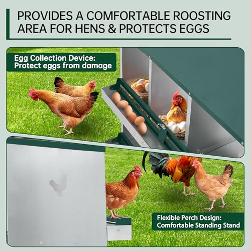 GarveeLife Chicken Nesting Box, 10 Compartments Nesting Box for Chickens, Two-Tier Steel Chicken Egg Laying Box with Large Vented Holes Wall Mounting for Easy Egg Collection - color: Green / 10 Compartments