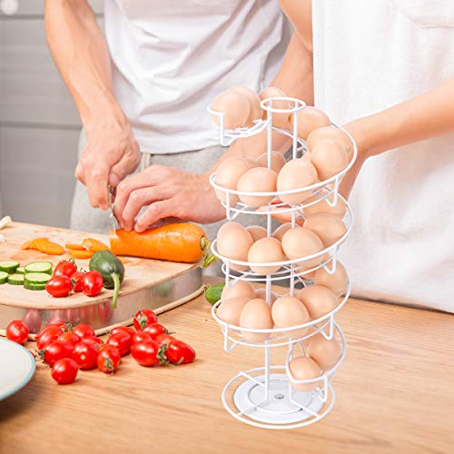 Toplife Spiral Design Metal Egg Skelter Dispenser Rack, Storage Display Rack, White - color: White