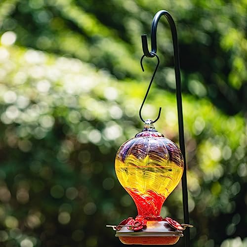 Gifts for Women Hummingbird Feeders, 34OZ Hand Blown Glass Hummingbird Feeder for Outside Ant Moat Leakproof for Mom (Wavy Mauve) | LaElvish Garden Gifts for Women Hummingbird Feeders, 34OZ Hand Blown Glass Hummingbird Feeder for Outside Ant Moat Leakproo