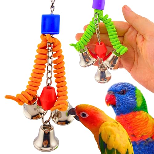 1957 Boingy Bell 6" x 3" Plastic Bead and Bell Toy for Parakeets Cockatiels Parrotlets Caiques Lovebirds Small Birds Cage Activity