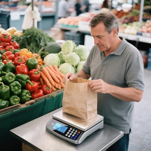 Atogou 66lb Food Scale, Commercial Kitchen Scale with Price Computing | Plug-in Usable, 0.05oz/1g Increment, 304 Stainless Steel, for Cooking, Vegetables, Farm, Industry, Counting. LC300 Grey - style: Grey 66lb/30kg