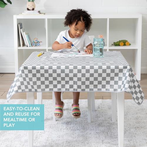 Bumkins Baby Splat Mat for Under High Chair, Babies Toddlers Eating Mess Mat, Waterproof Reusable Cloth for Arts and Crafts, Playtime for Kids, Floors or Tables, Fabric 42inx42in, Gray Check - color: A3 Charcoal Check