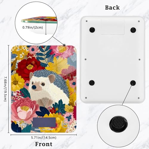 Food Scale Kitchen Scale Food Weight Scales Digital Weight Grams and Ounces Small Electronic Food Scale for Baking Cooking Garden Flowers Hedgehogs Colorful - color: Garden Flowers Hedgehogs Colorful