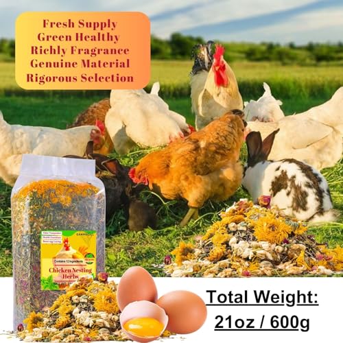 21oz Chicken Nesting Herbs for Chicken Coop - Nesting Box Herbs with 12 Dried Floral Herbs for Chickens, Coop Refresher for Chickens & All-Season Bedding for Backyard Laying Hens, Chicks
