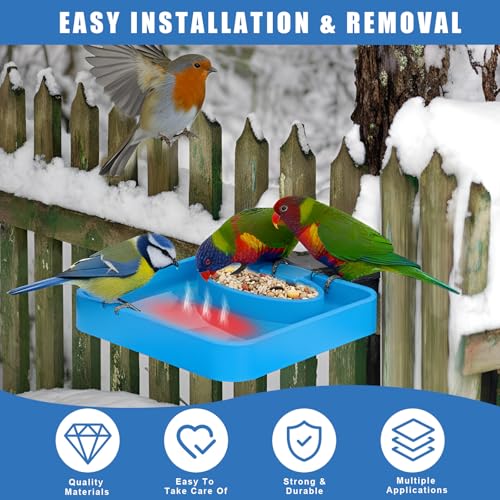 4 Pcs Heated Bird Bath Deck Railing Mount, 75W Winter,2-in-1 | Detachable Copper Disk, Insulation Tape, Cord Cover Included, Dual Birdbath Feeder for Garden Yard Patio, Prevents Freezing - style: 2-in-1