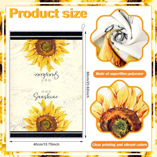 Oudain 6 Pcs Sunflower Kitchen Towels Summer Sunflower Floral Hand Dish Towels Absorbent Fast Drying Hand Tea Vintage Hanging Reusable Cleaning Dishcloths for Cooking Farmhouse Bathroom Accessory - color: Sunflower