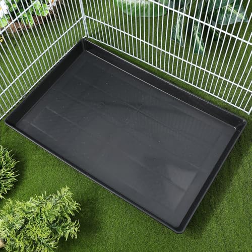 DOITOOL Bird Cage Tray Replacement 17.32X11.22X1.18In Leakproof Plastic Tray for Small Dog Crate Bunny Cage Bottom Parrot Set of 2 Easy to Resistant