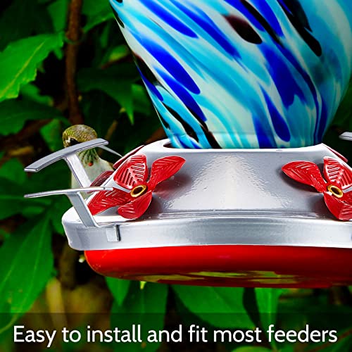 Hummingbird Feeder Bottom Base Replacement Parts Set Plastic Outdoors Hummingbird Feeder Bottom Moat Hook Brushes Bird Replacement Accessories Set(Red,5 Pcs)