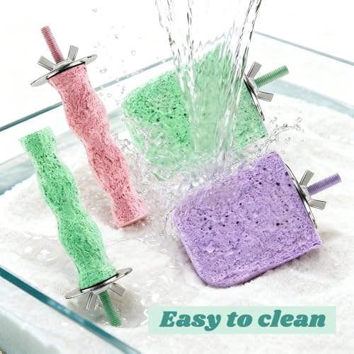 4 PCS Bird Beak Grinding Stone Perch Platform for Parrots | Grinding Stone Perch Set Helps Support Natural Beak And Claw Wear For Budgies, Parakeets, Cockatiels, And Conures.