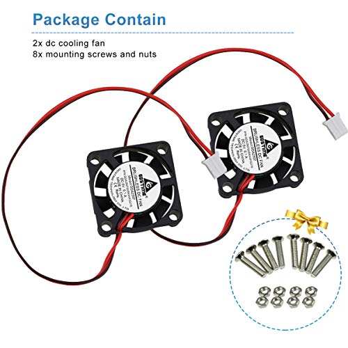 GDSTIME 25mm 5V Fan 25x25x7mm 2-Pin Mini Brushless DC Cooling Fans 2-Pack | for Raspberry Pi, Tight Space, DIY Projects - 10000 RPM, PH2.0-2Pin, 2507