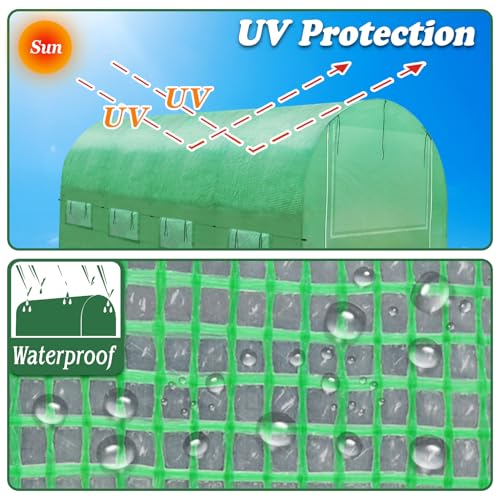 Replacement Greenhouse Cover for Walk in Greenhouse Frame Green House Top Cover (Frame NOT Included) (15 x 7 x 7ft) - size: 15 x 7 x 7ft